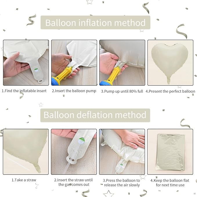 Biapian Cream Heart Balloons, 18 Inch Sand White Heart Shape Balloons Foil - Image 3