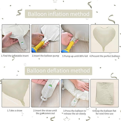 Biapian Cream Heart Balloons, 18 Inch Sand White Heart Shape Balloons Foil - Image 3
