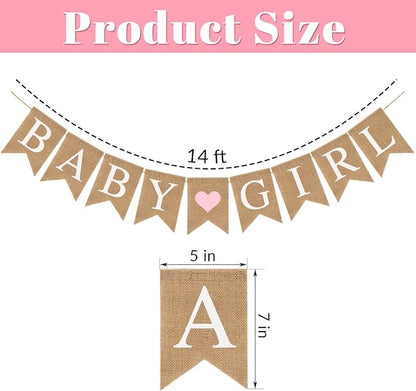 Pre-Strung Baby Girl Burlap Banner, Gender Reveal Banner - Image 2