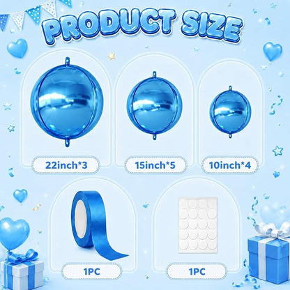 Blue Round Foil Balloons - Image 2