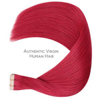WENNALIFE Tape in Hair Extensions Human Hair, 20pcs 50g 18 inch Red Remy Hair Extensions Straight Human Hair Tape in Extensions Tape Ins Straight Extensiones De Cabello Humano Skin Weft