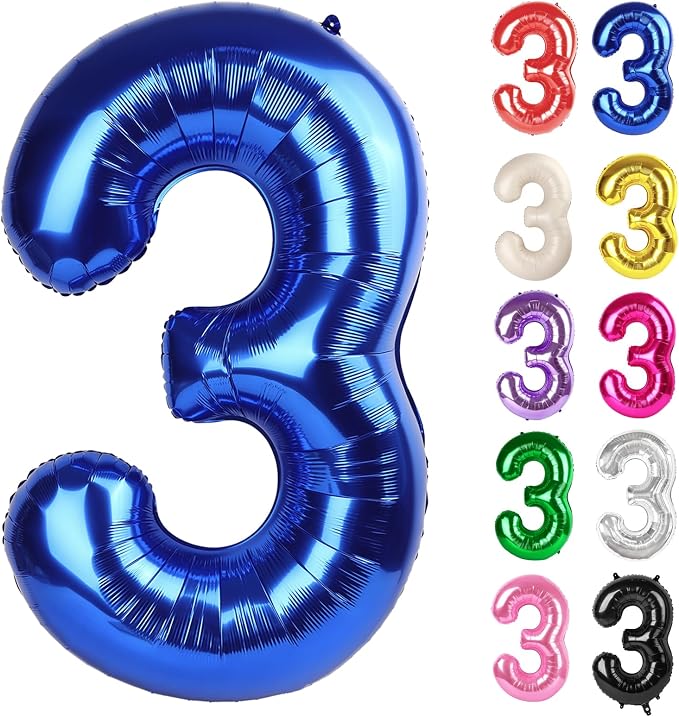 Blue Number 3 Balloon 40 Inch by IWERP