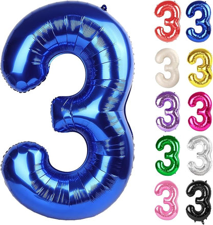 Blue Number 3 Balloon 40 Inch by IWERP