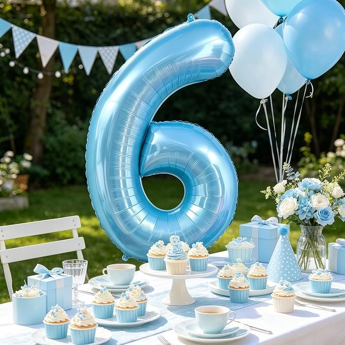 Pastel Blue 0 Balloon Number, Light Blue 0 Balloons - Image 6