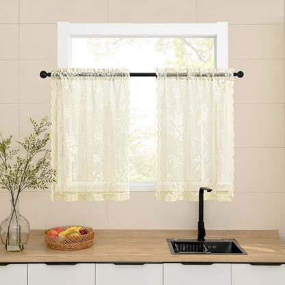 SEEKRIGHT Ivory Kitchen Cafe Curtains by SEEKRIGHTHomeDecor