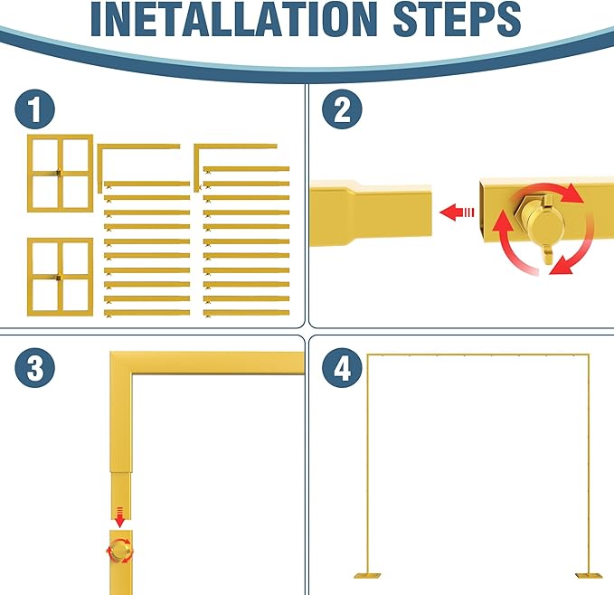 10x10FT Backdrop Stand Heavy Duty Pipe and Drape Kit Adjustable | Gold Metal - Image 3