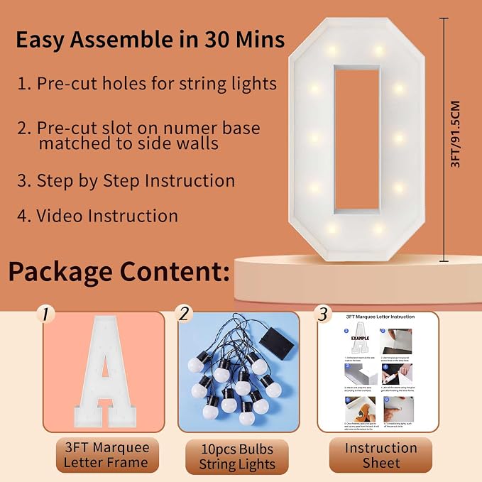3FT Marquee Light Up Letters, Large Marquee Letters, Big Letter - Image 5