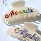Personalized Colorful Name Hair Claw Clips for Women,Custom Hair Clips with Diamond,Cute Hair Accessories 4",Handmade Rhinestones Hair Clamp Gifts for Mom,Bride,Wife,Bridesmaid（Jelly White Glitter）