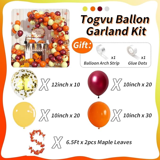 Fall Balloon Arch Kit, Fall Birthday Party Decorations - Image 2