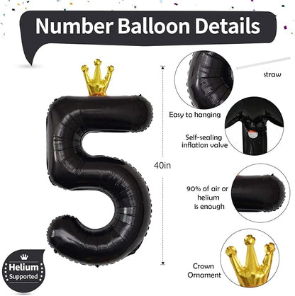 40 Inch Black 5 Number Balloons - Image 2