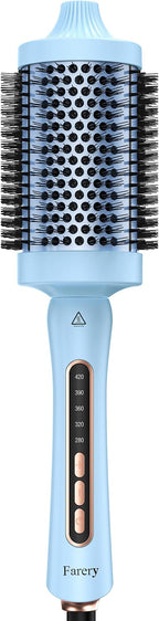 Farery 2.4" Thermal Brush, Large Barrel Heated Round Brush with Triple PTC & 5 Heat Settings (280-420°F), Lightweight Dual Voltage for Voluminous Big Curls, Waves & Straightening Long Hair