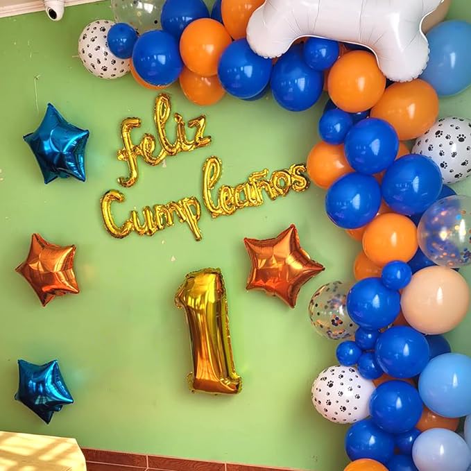 Blue and Orange Balloons, Dog Paw Print Balloons 12 inch Light Blue Balloon - Image 4