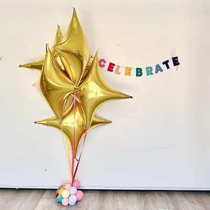 Gold Star Balloons, 26Inch and 10Inch Gold Quadrangle Helium Balloon - Image 4