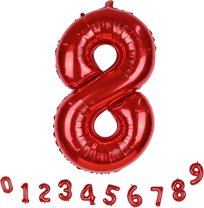 40 Inch Red 8 Balloons Number, Big Self Inflating Foil Girls 8th Birthday - Image 9
