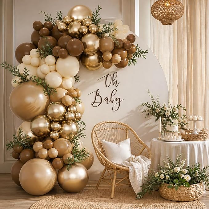 Brown Balloon Garland Arch Kit, Nude Tan Balloon Set by Jobkoo
