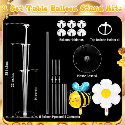 Sumind 2 Set Bee and Daisy Flower Balloon Stand Kit, Honey Bee Balloon - Image 3