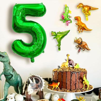 LilyZheng Large Dinosaur Balloon Number 5, 40 Inch Dark Green Foil Balloon - Image 5