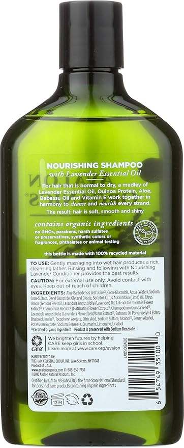 Avalon Organics Botanicals, Shampoo, Lavender, 11 oz (Pack of 3)