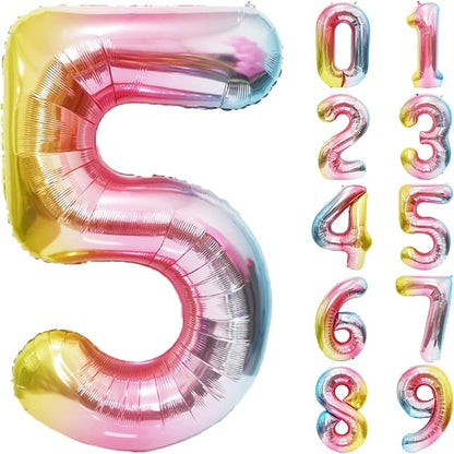 Rainbow Number Balloons Birthday Balloons by United-UnicornsParty