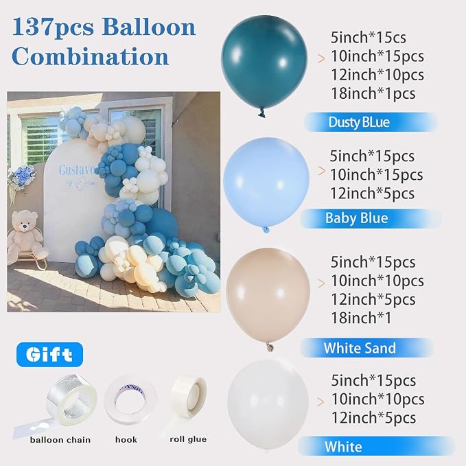 Dusty Blue Balloon Garland Kit - Image 2