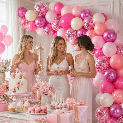 Shades of Pink Balloons 12 Inch, Hot Pearl Light Pastel Baby Dark Bright Pink - Image 5