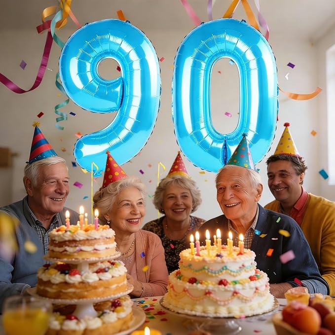 40 Inch Number 90 Balloons for 90th Birthday Party Decorations, 0-100 Jewelry - Image 2