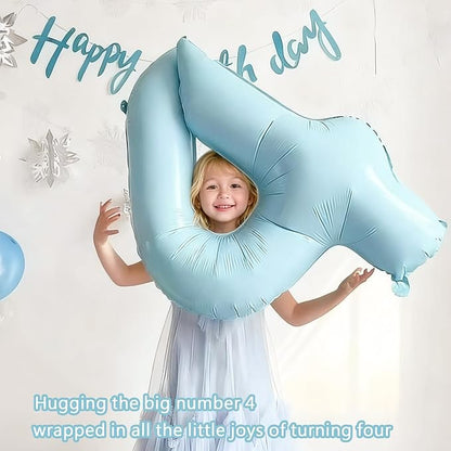 LilyZheng Pastel Blue Number 4 Foil Balloon & Bow Set, 4th Birthday Decorations - Image 5