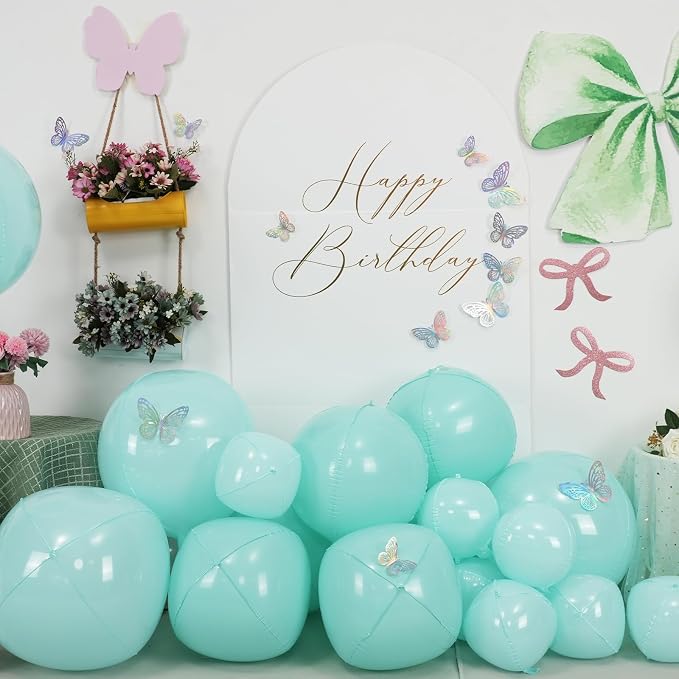 12Pcs Baby Blue Round Foil Balloons, Metallic Pastel Teal Blue Foil Balloon - Image 3