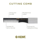 Kent SPC84 Hair Pick Comb for Curly, and Thick Hair – Professional Antistatic Heat-Resistant Prong Fork for Volume and Lift – Barber Teasing Comb for Natural Styling and Maintenance