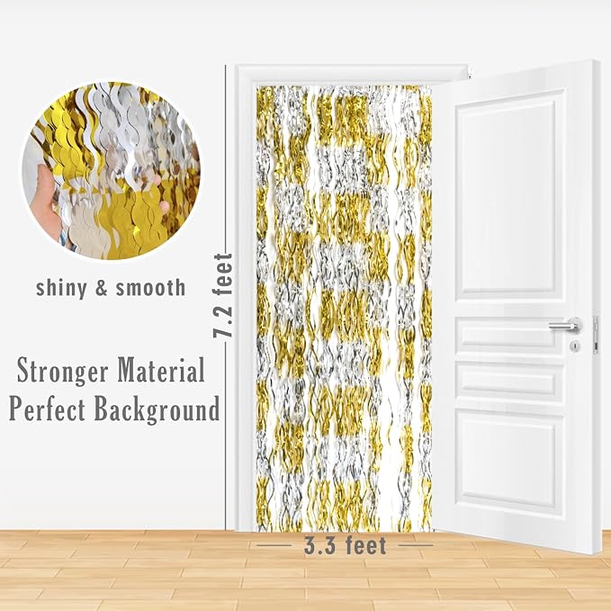 GOER Metallic Tinsel Foil Fringe Curtains Party Photo Backdrop Party Streamers - Image 5