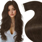 LaaVoo Human Hair Tape in Extensions Brown Hair Extensions Tape in Real Hair Seamless Tape on Hair Extensions Dark Brown 22 Inch 20 Pcs 50g