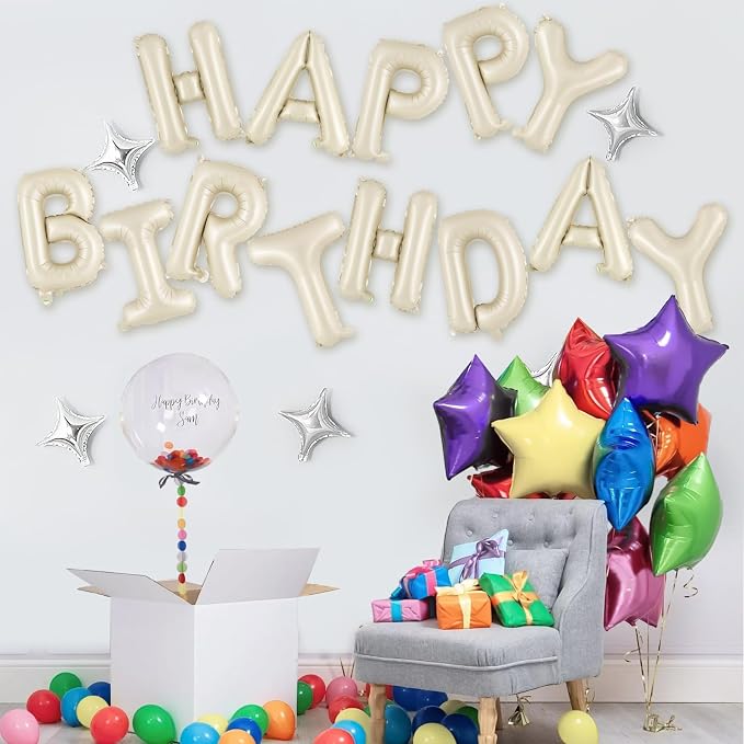 Happy Birthday Balloons Banner, Foil Balloon Personalized Name Letters Balloons - Image 4