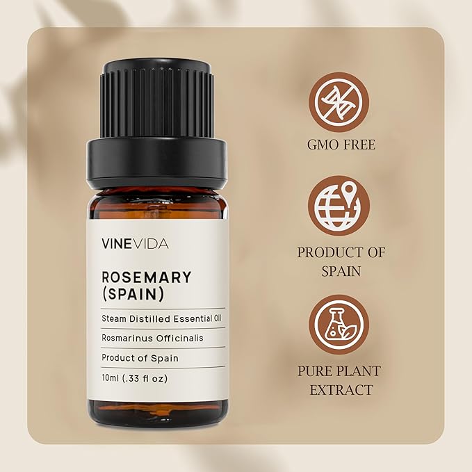 VINEVIDA Rosemary Essential Oil - Undiluted Spain Oil - Candle & Soap Making - 10 mL