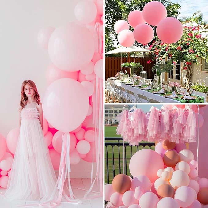 PartyWoo Baby Pink Balloons 4pcs Pastel Pale Light Pink Color | 36 Inch Balloons - Image 6