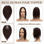 Rich Choices Hair Toppers for Women Real Human Hair 100% Human Remy Toppers NO Bangs for Women with Thinning on Top Clip in Hairpiece 4"x4.7"Lace Base 10 Inch #2 Dark Brown