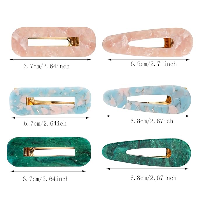 12 Pieces Acrylic Resin Marble Hair Clips Set, Decorative Pearls Hair Barrettes Sweet Decorative Bobby Pins Hairpin Headwear Hair Accessories Headwear for Women and Girls…
