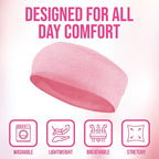 Styla Hair Headbands for Women Stretch Fashion Head Bands 10 Pack Non-Slip Head Wraps Great for Spa, Sports, Yoga, Pilates, Running, Gym Headband, Workouts (Pink)