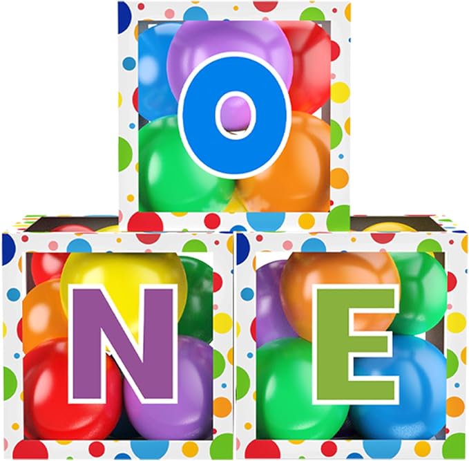 First Birthday Decorations for Boy Girls, ONE Balloon Boxes by TGMMC