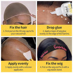 Wig Glue for Lace Front Wigs, Waterproof Lace Front Wig Adhesive & Silicone Applicator for Wigs, Strong Hold Transparent Lace Glue Edge Band HD Cap for Hair Replacement Invisible Hair Bonding (8PCS)