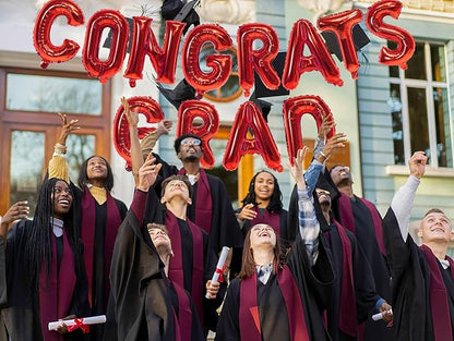 16 Inch Red Congrats Grad Banner Balloons, Graduation Decorations 2026 - Image 5