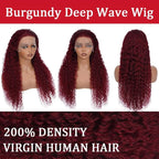 32 Inch 99J Burgundy Lace Front Wigs Human Hair 13x6 HD Deep Wave Lace Front Wigs Human Hair Pre Plucked Red Colored Frontal Curly Human Hair Wig For Women