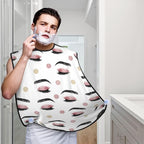Beard Trimming Catcher Apron, Waterproof Non-Stick Grooming Bib for Shaving, Ideal for Men Dad Father’s Day, Closed Eyes Lashes Rose Gold Black Eyelash White Shave Bib