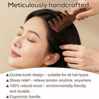 Scraping Massage Comb, Wooden Scalp Massager with Wide & Fine Tooth Scalp Relaxation Tool for Hair Caring Gift