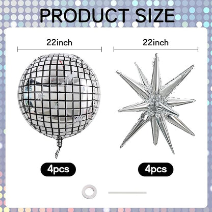 TONIFUL 8 Pcs 22Inch Disco Large 4D Giant Round and Star Balloons Explosion - Image 2