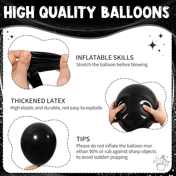 154 PCS of Black Balloons in Different Sizes - Image 5