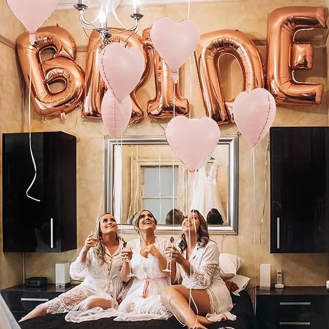 TONIFUL 30 Pcs 18 Inch Muted Dusty Pink Heart Shape Foil Mylar Balloons | - Image 4