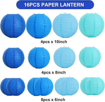 BEISHIDA Sea Mix Paper Lanterns 16Pcs 6/8/10 Inch Round Chinese Lamp | Paper - Image 2