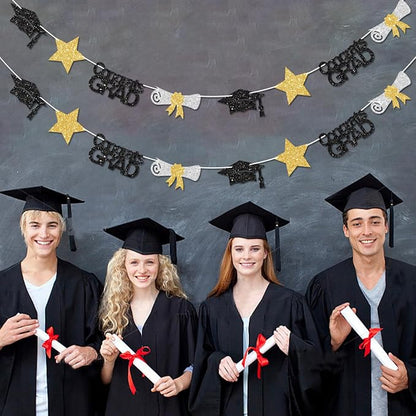 Black and Gold Congrats Grad Banner Graduation Decorations Class of 2026 - Image 6