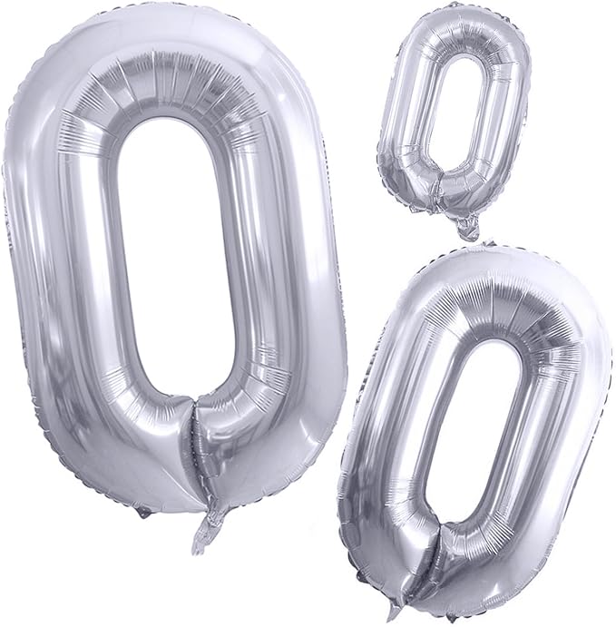 Silver Foil Balloons Number 0, Huge Number Balloons by GOER