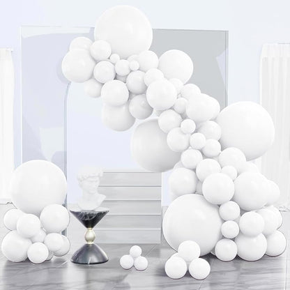 PartyWoo White Balloons 140pcs Different Sizes of 18 12 10 5 Inch | 18 12 10 5 by PartyWoo